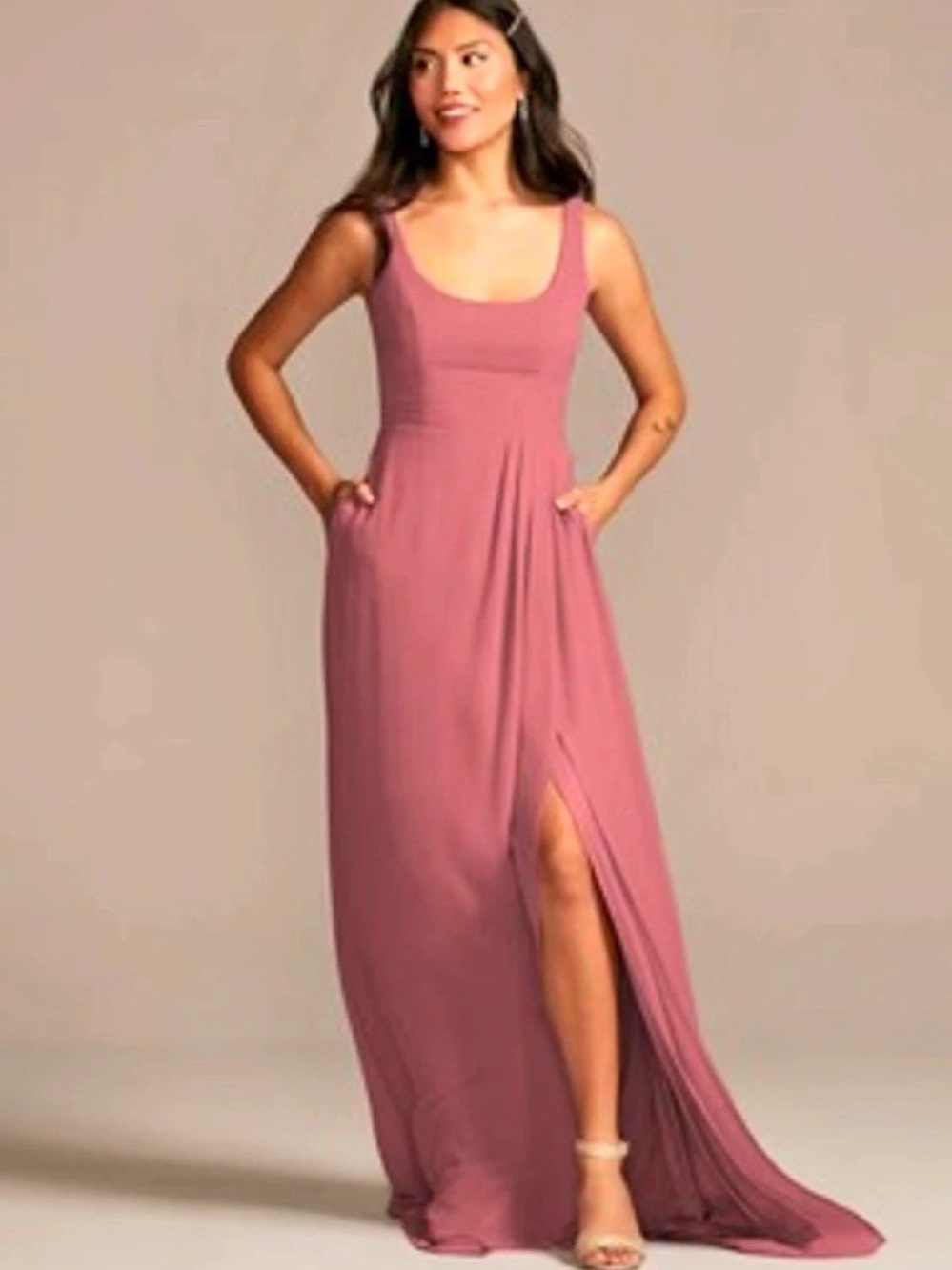 David's Bridal Long Aline Tank W Ti Maxi Tank Dress in Pink Size 10 NWT